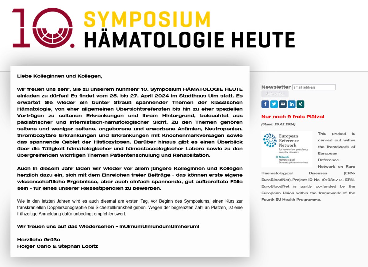 10 Symposium HÄMATOLOGIE HEUTE Universitätsklinikum Ulm